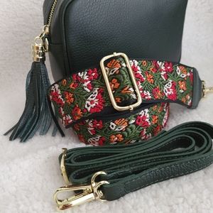 Brand New! Genuine Italian Green Pebble Leather Crossbody Bag